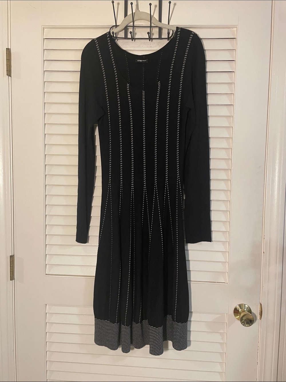 Crea Concept Black Knit Gray Flattering Midi Vertical Stitch Detail